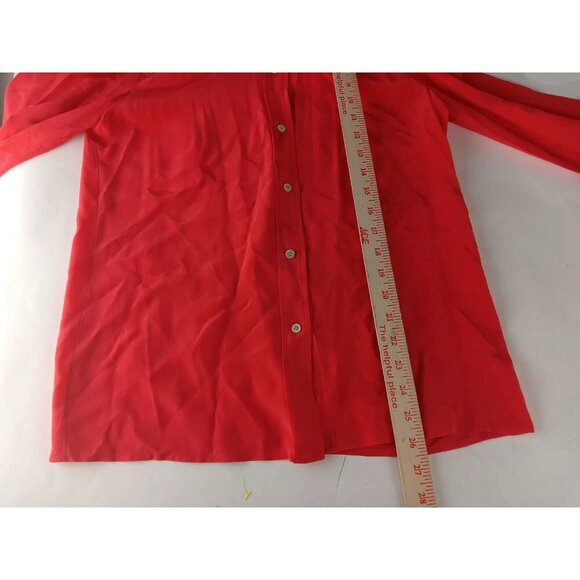 J.Crew Womens Button Up Shirt Red Silk Long Sleeve Casual Basic Top Size 2 - Picture 9 of 10